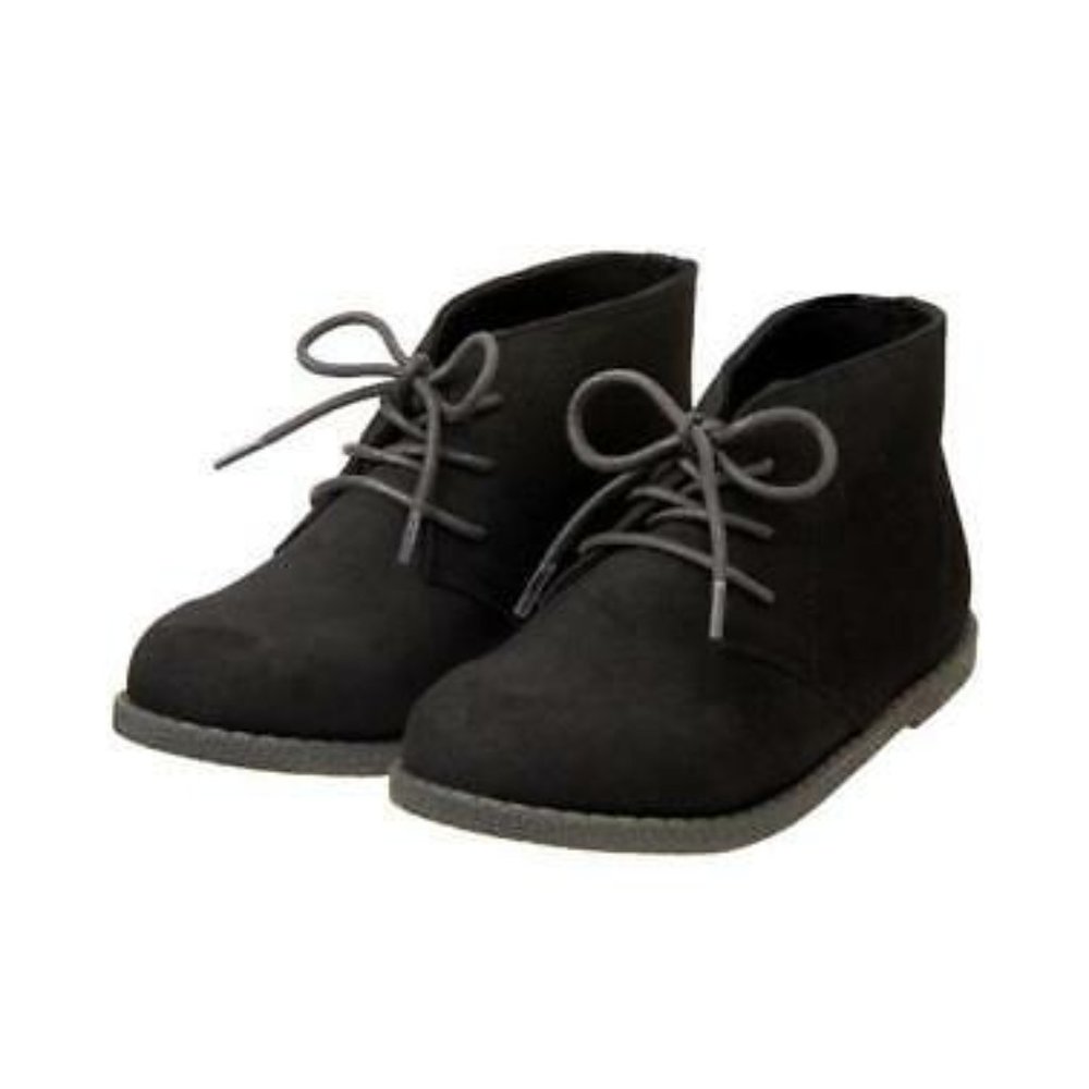 Black Faux Leather Lace Up Ankle Boots